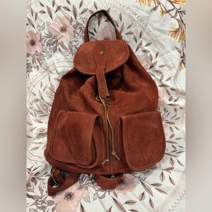 Vera Pelle MADE IN ITALY  Rust Brown Suede Backpack